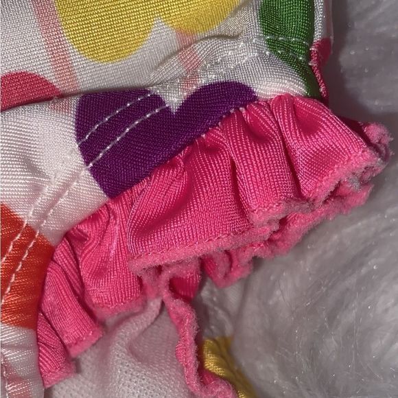 Girls Swimsuit WonderKids 1 Pc Pink Heart Beaded Bathing Swim Suit - Picture 3 of 8